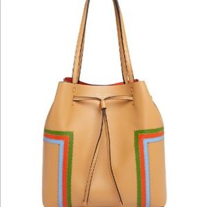 Tory Burch Block T Stiped Creme Hobo